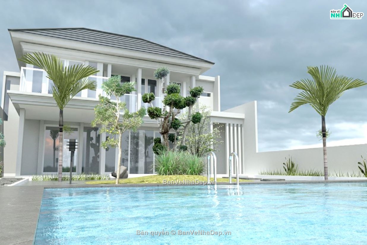 Biệt thự  2 tầng file su,biệt thự 2 tầng sketchup,model su biệt thự 2 tầng,biệt thự 2 tầng model su