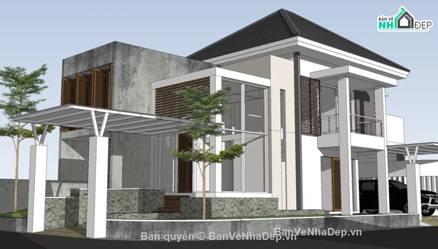 Model su biệt thự 2 tầng,biệt thự 2 tầng file su,file sketchup biệt thự 2 tầng,biệt thự 2 tầng file sketchup