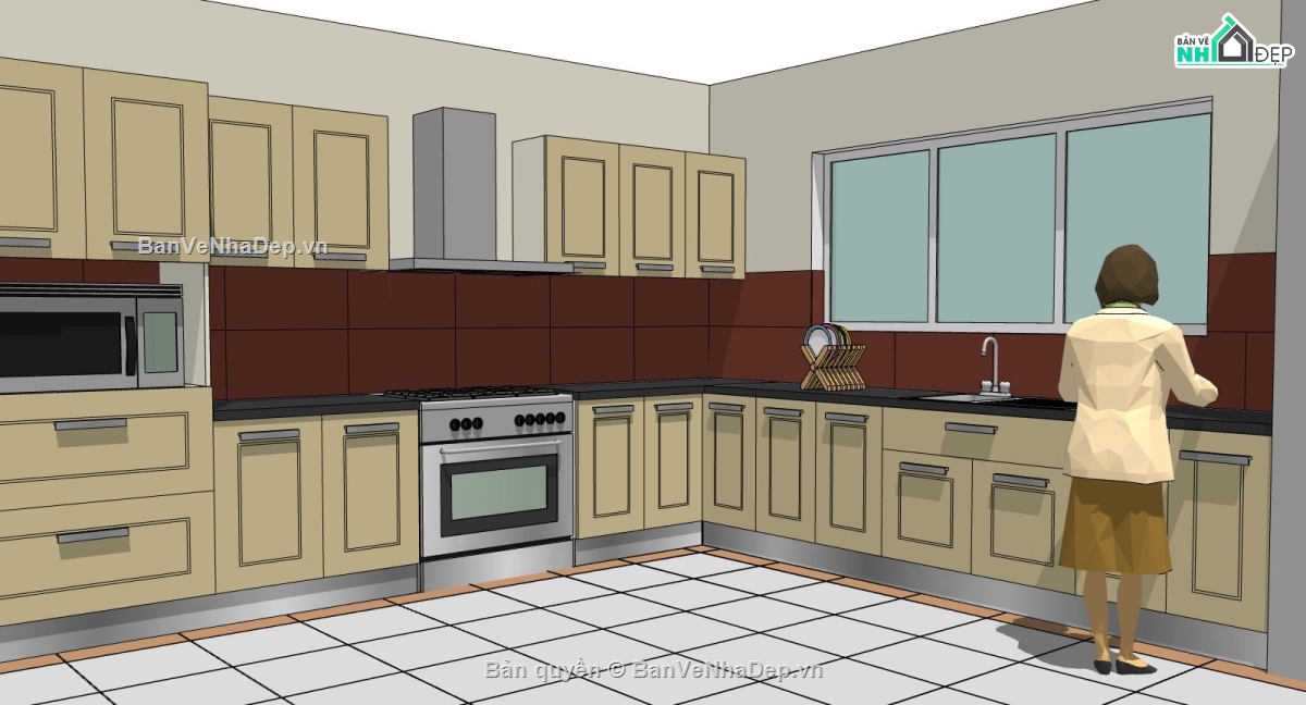 phòng bếp sketchup,su phòng bếp,sketchup phòng bếp