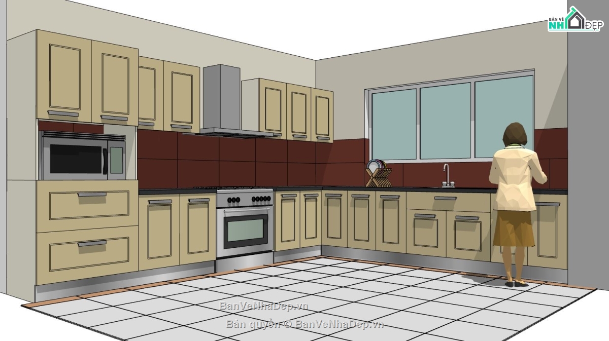 phòng bếp sketchup,su phòng bếp,sketchup phòng bếp