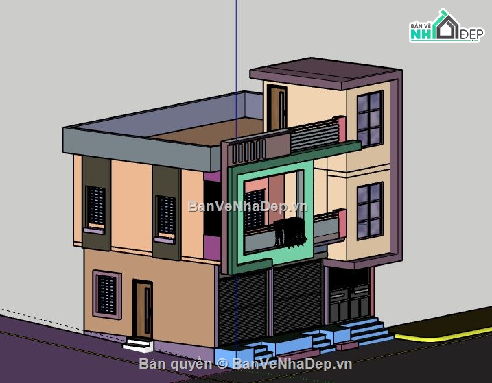 Nhà phố 2 tầng,model su nhà phố 2 tầng,file su nhà phố 2 tầng