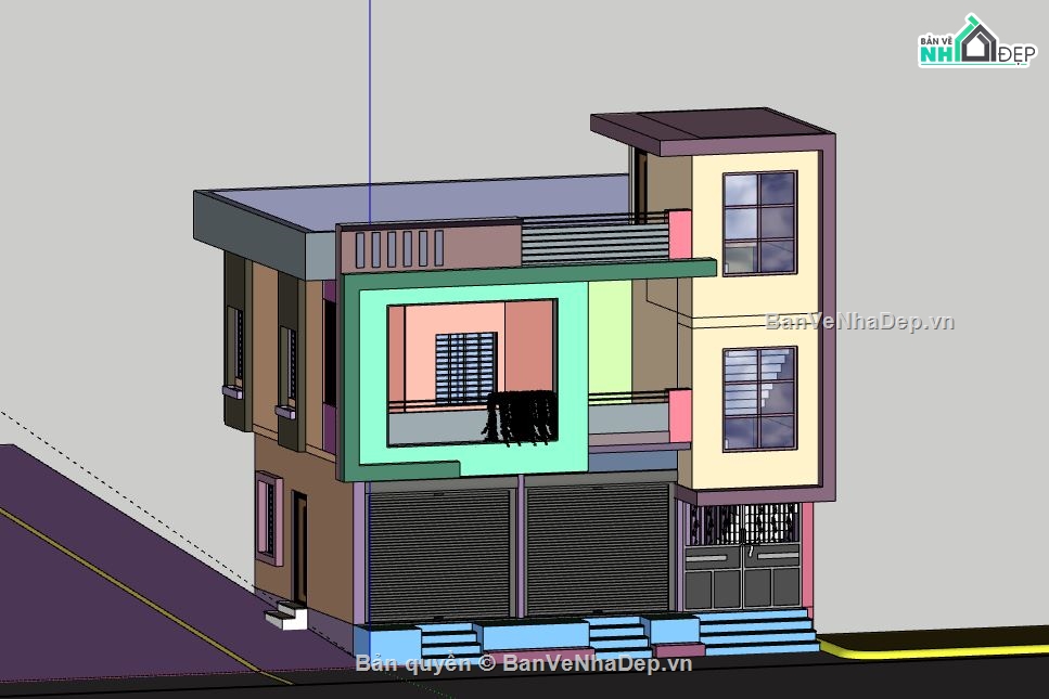 Nhà phố 2 tầng,model su nhà phố 2 tầng,file su nhà phố 2 tầng