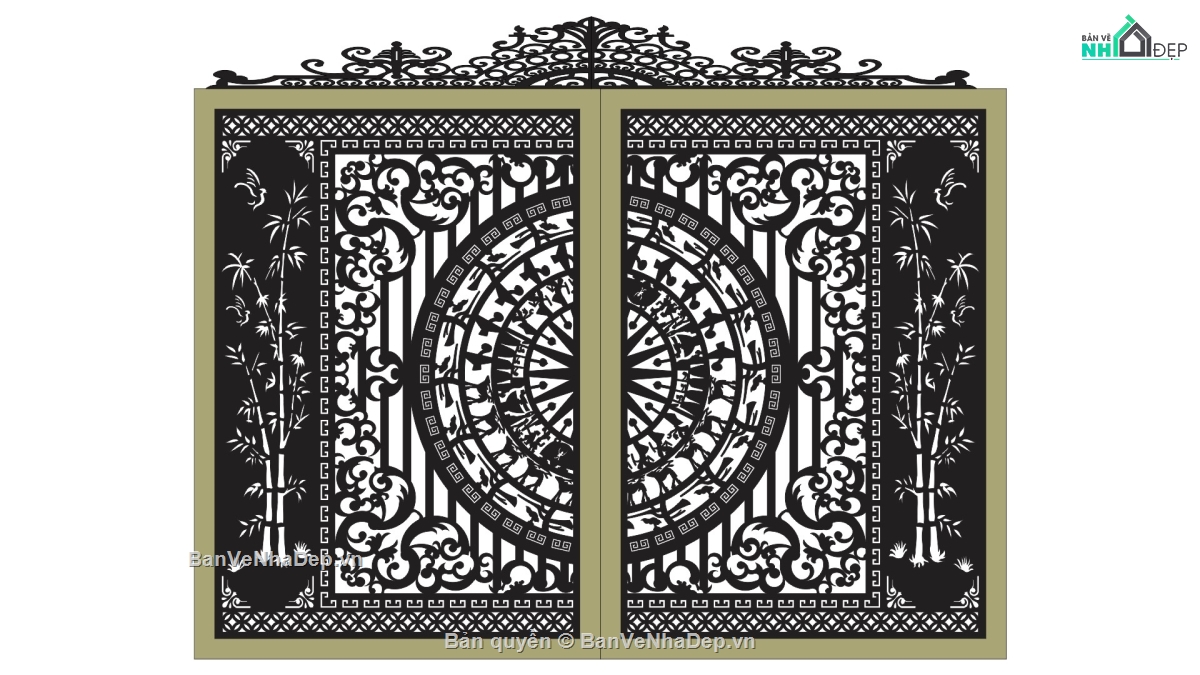 cổng 2 cánh cnc,file cnc cổng 2 cánh,mẫu cnc cổng 2 cánh