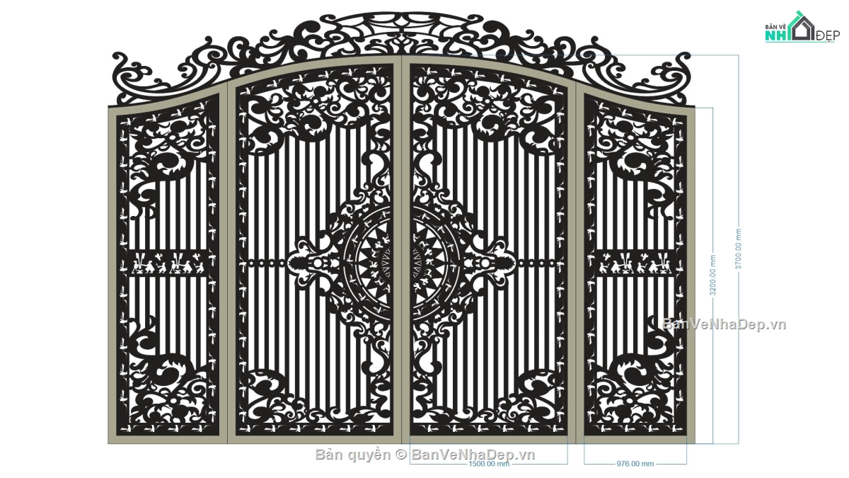 cổng 4 cánh cnc,file cổng 4 cánh,mẫu cổng 4 cánh