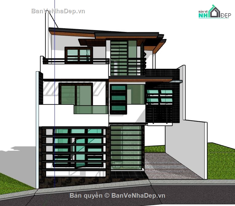 nhà 3 tầng,nhà phố,model nhà phố