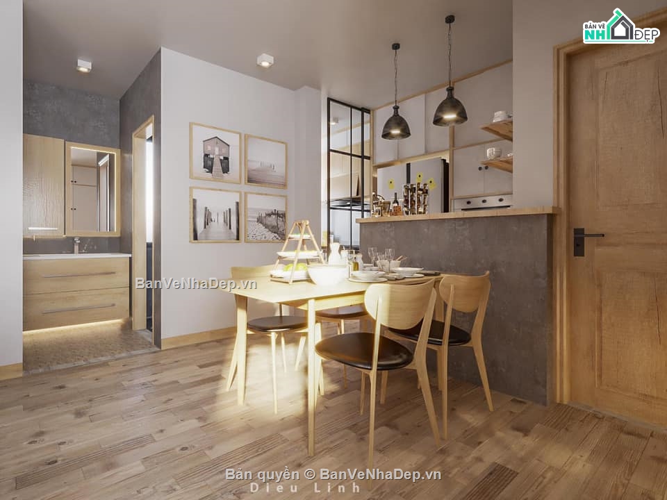 chung cư mini,model su căn hộ,file sketchup căn hộ chung cư,nội thất căn hộ sketchup