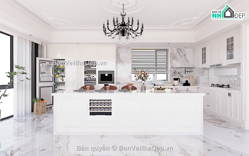 thiết kế bếp tân cổ điển,tân cổ điển,bếp tân cổ điển