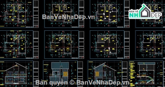 biệt thự 2 tầng,cad biệt thự 2 tầng,file cad biệt thự 2 tầng