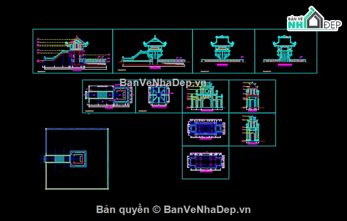 thiết kế chùa,sketchup chùa,chùa 1 cột,bản vẽ chùa một cột
