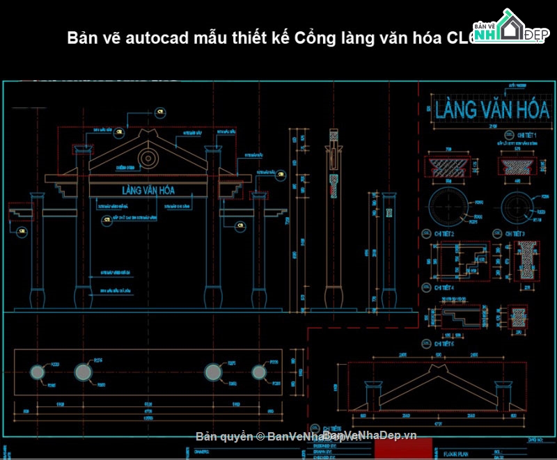 cổng làng cad,Cổng làng,cad cổng làng
