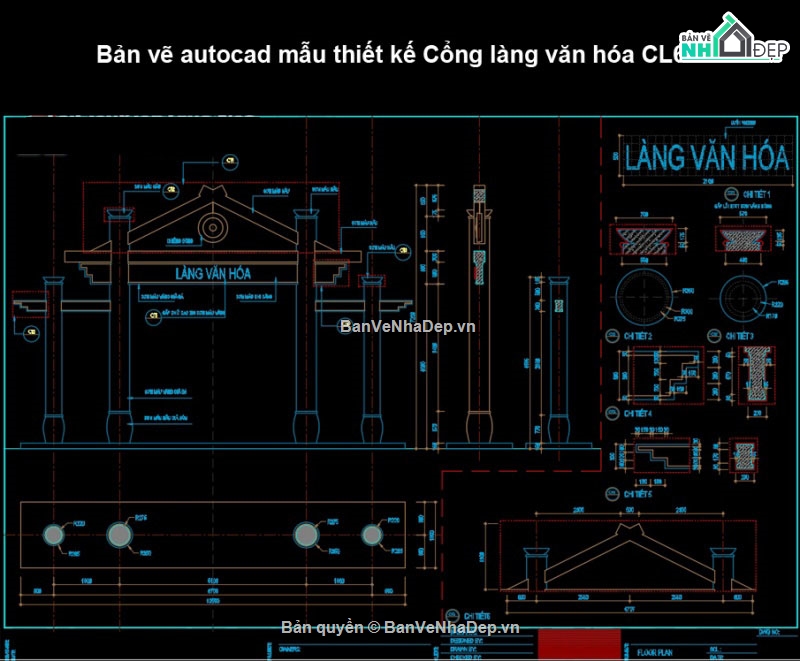 cổng làng cad,Cổng làng,cad cổng làng