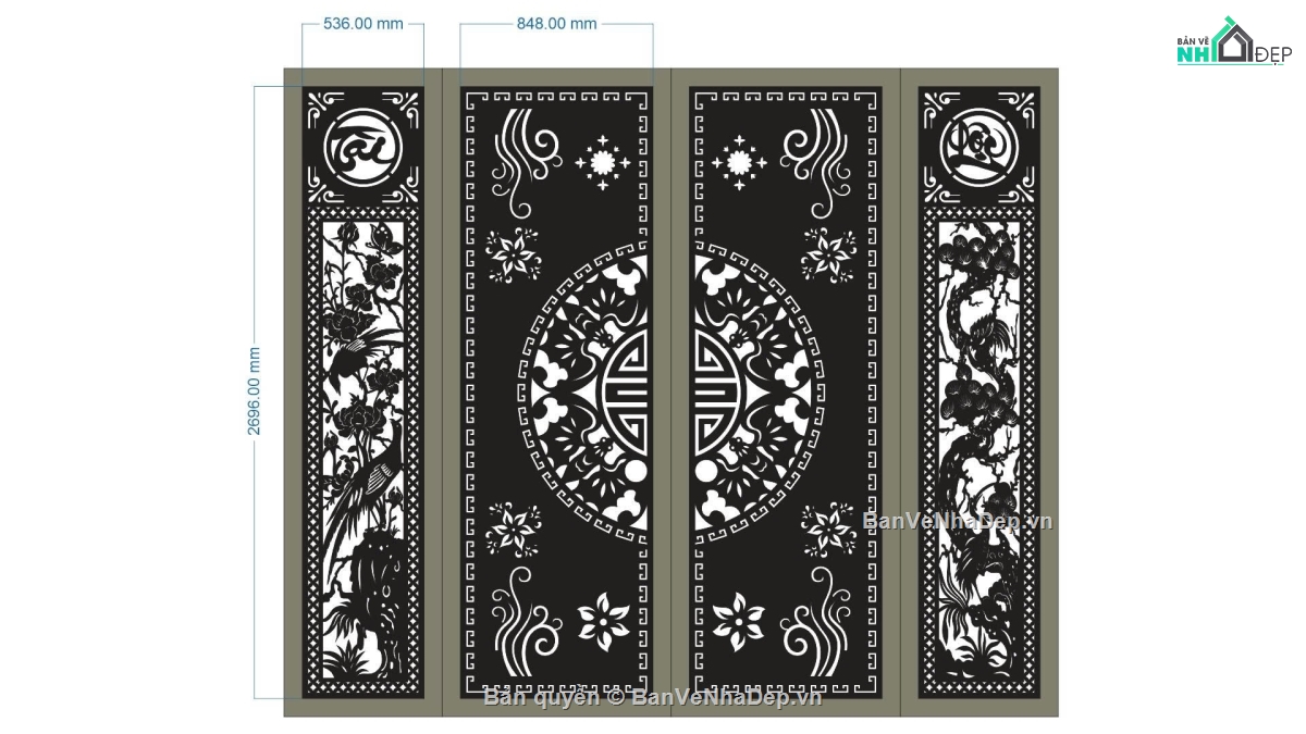 Mẫu cổng 4 cánh cnc,cổng 4 cánh,cổng 4 cánh cnc