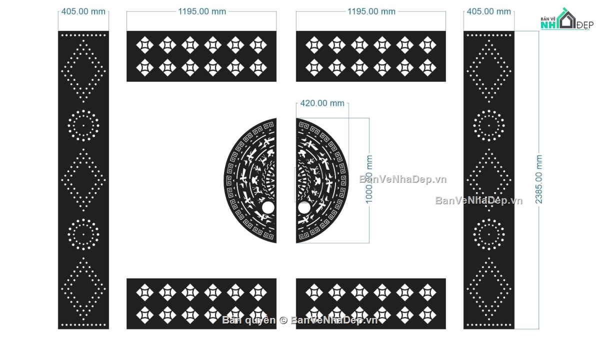 cổng 4 cánh,cổng dxf,cổng cnc