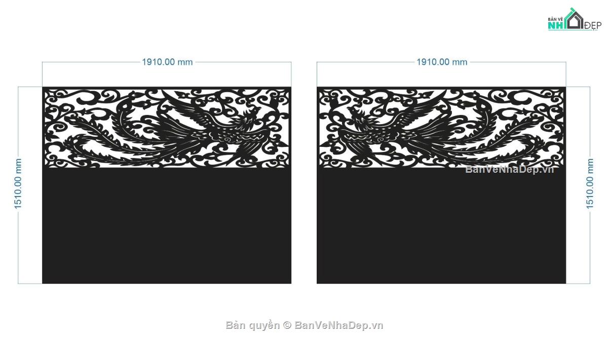 cổng chim phượng,cổng 2 cánh cnc,file cnc cổng 2 cánh