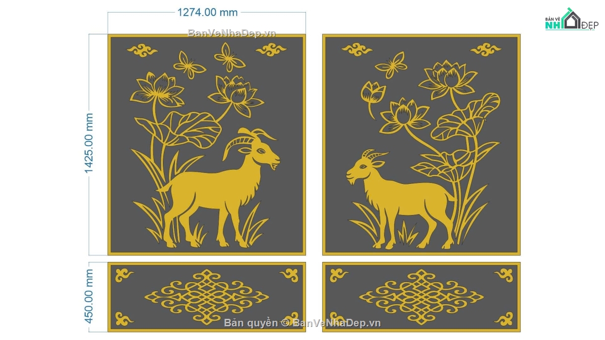 cnc 2 cánh,con dê cnc,cổng 2 cánh cnc,cổng con dê