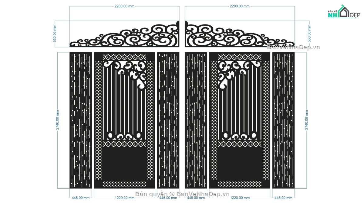 cổng 2 cánh cnc,file cnc cổng 2 cánh,mẫu cổng 2 cánh