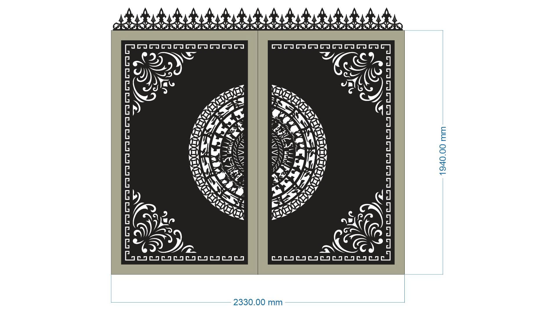 cổng trống đồng cnc,cổng trống đồng,file cnc cổng 2 cánh