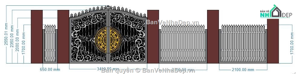 cổng và hàng rào,hàng rào,cổng rào,cổng 2 cánh