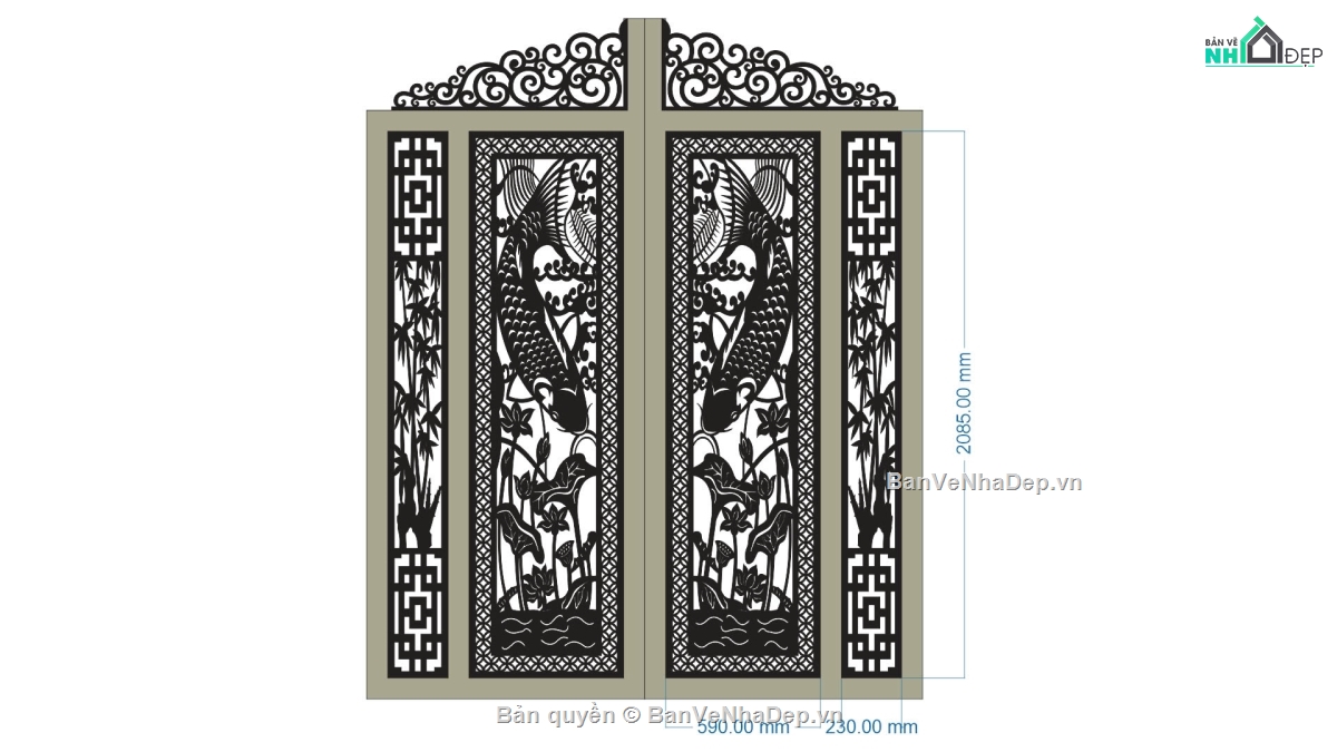 Mẫu cổng 4 cánh cnc,file cnc cổng 4 cánh,mẫu cnc cổng 4 cánh