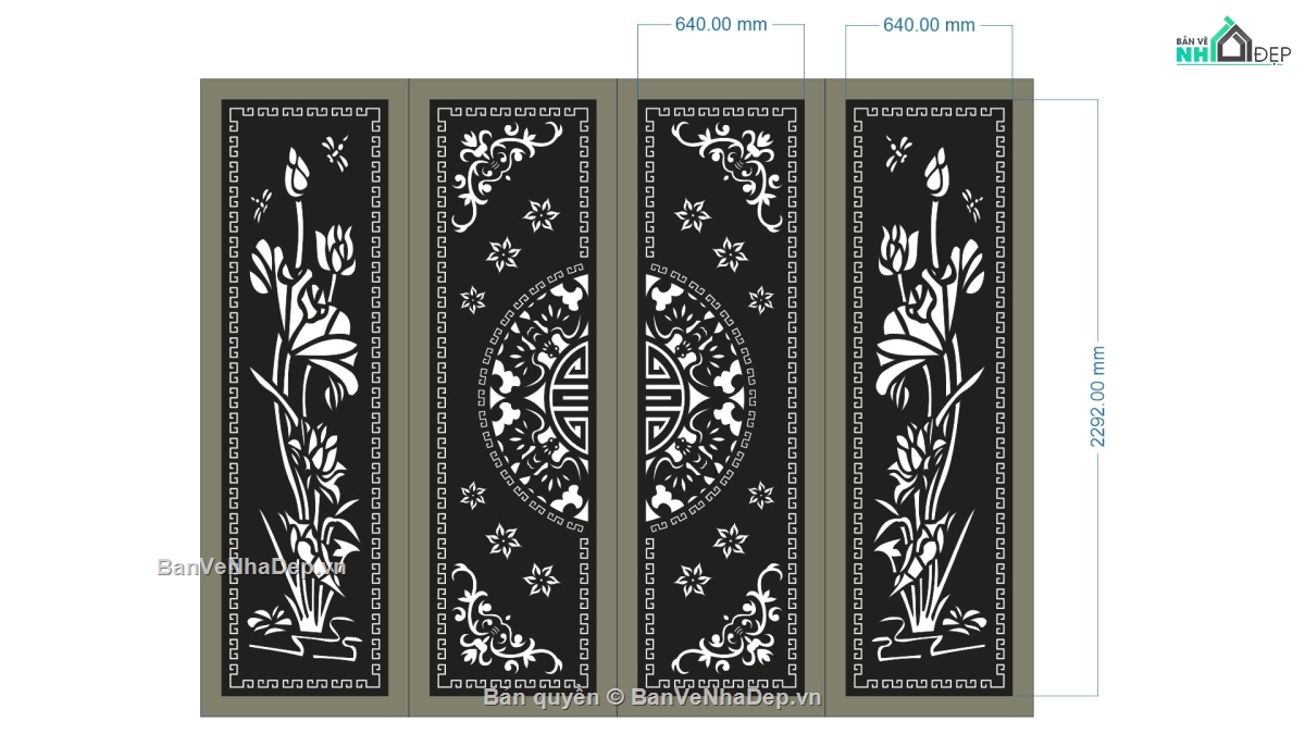 Mẫu cổng 4 cánh cnc,mẫu cổng 4 cánh,file cổng 4 cánh