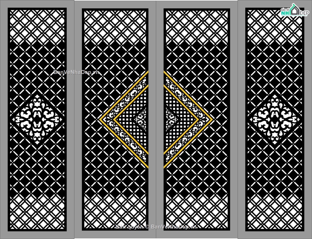 Mẫu cổng 4 cánh cnc,file cổng 4 cánh,mẫu cổng 4 cánh