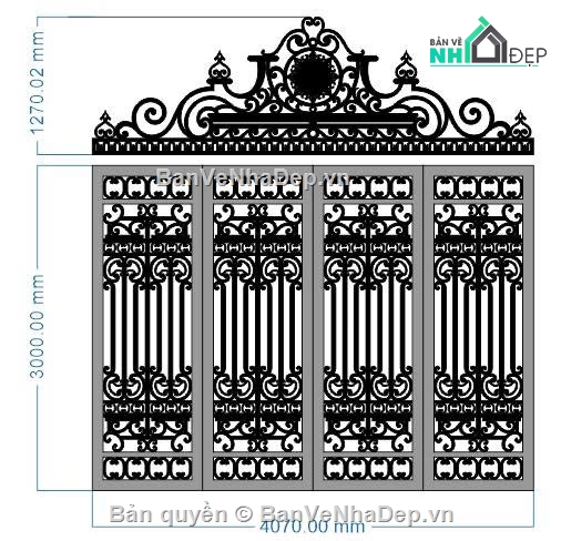 cổng dxf,cổng cnc,file cổng 4 cánh dxf