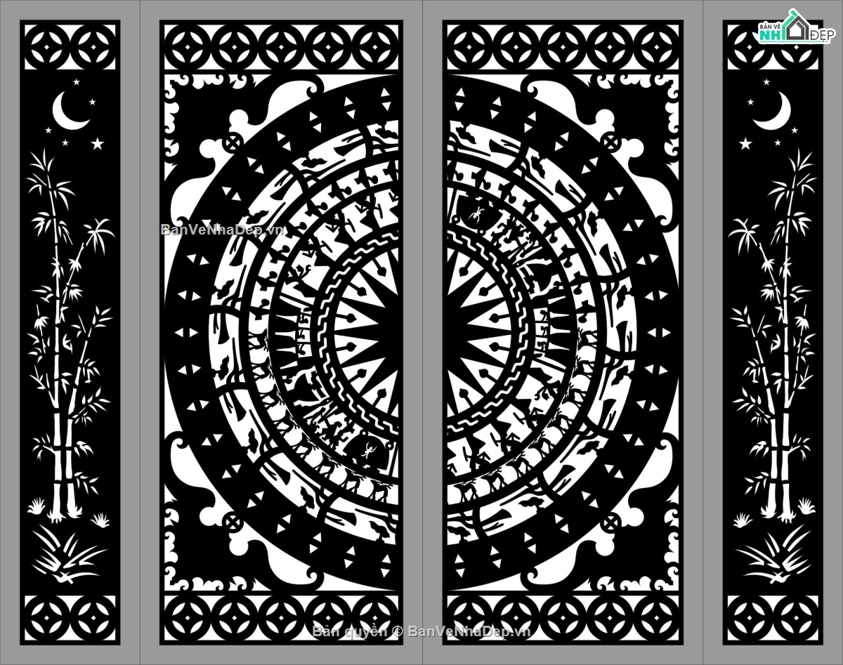 Mẫu cổng 4 cánh cnc,cổng 4 cánh cnc,cổng trống đồng cnc,cnc 4 cánh