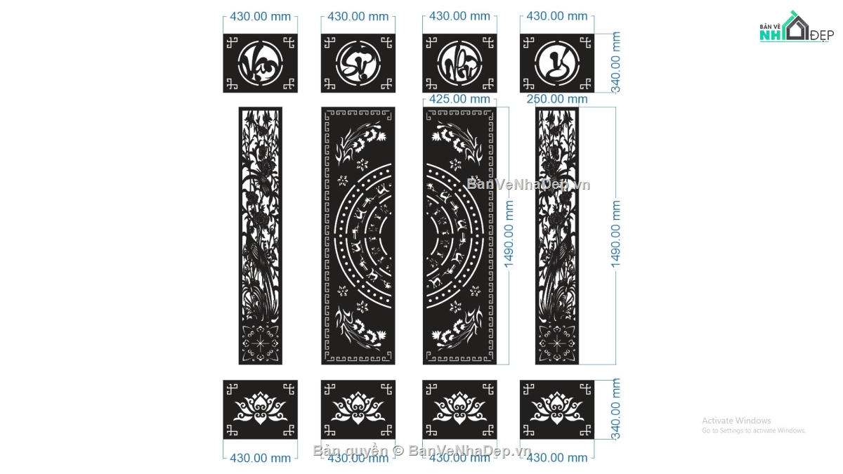 cổng đẹp 4 cánh,Mẫu cổng 4 cánh cnc,cổng vạn sự như ý