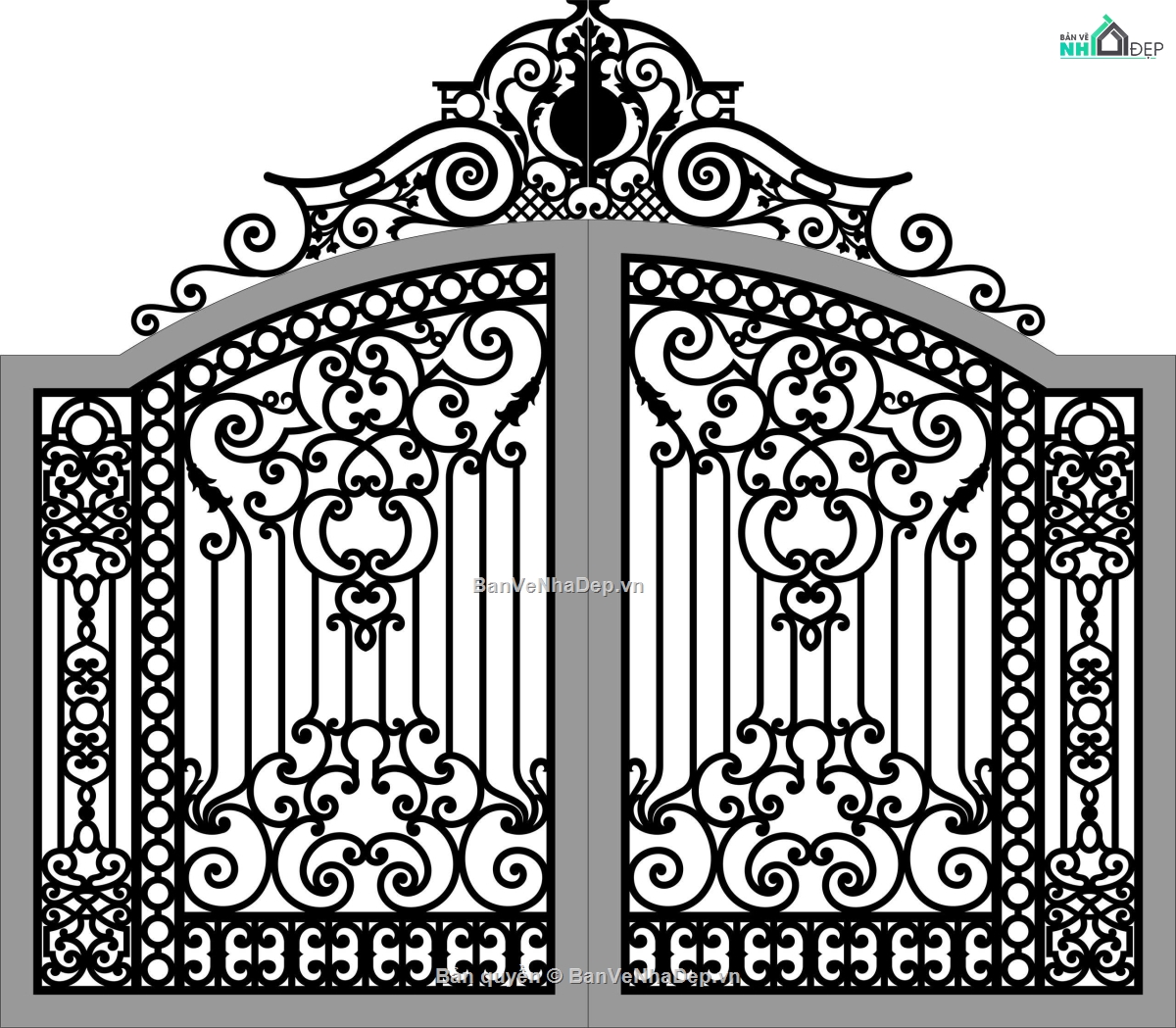 biệt thự đẹp 2 cánh,file cổng dxf đẹp,cửa cổng cnc