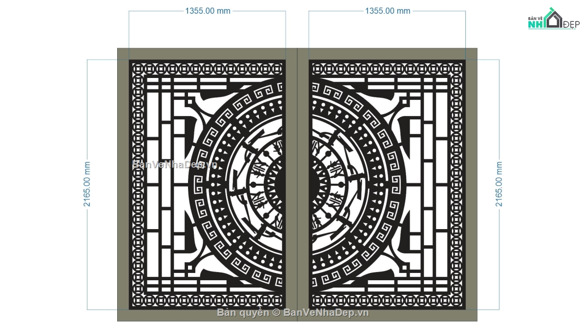 cổng trống đồng,file cnc cổng 2 cánh,mẫu cnc cổng 2 cánh