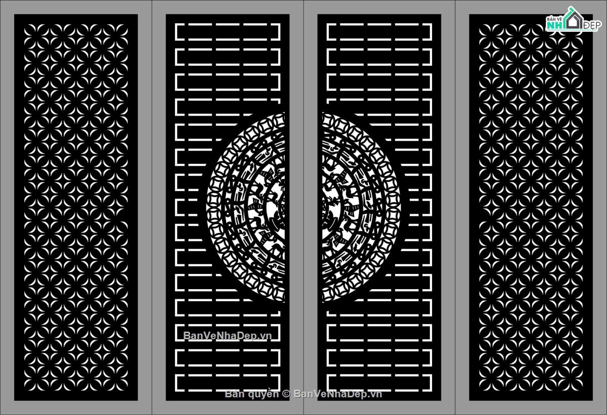 Cổng 4 cánh,Cổng 4 cánh dxf đẹp,Cổng 4 cánh CNC đẹp