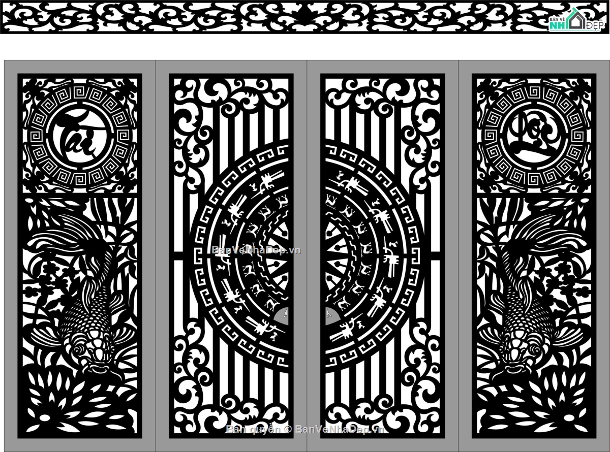 Cổng 4 cánh,Cổng 4 cánh file dxf,Cổng cnc file dxf,cnc 4 cánh