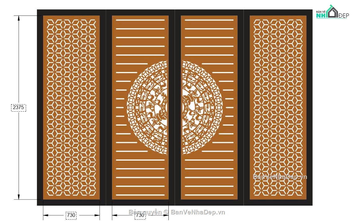 cổng dxf,cnc cổng 4 cánh,cổng trống đồng