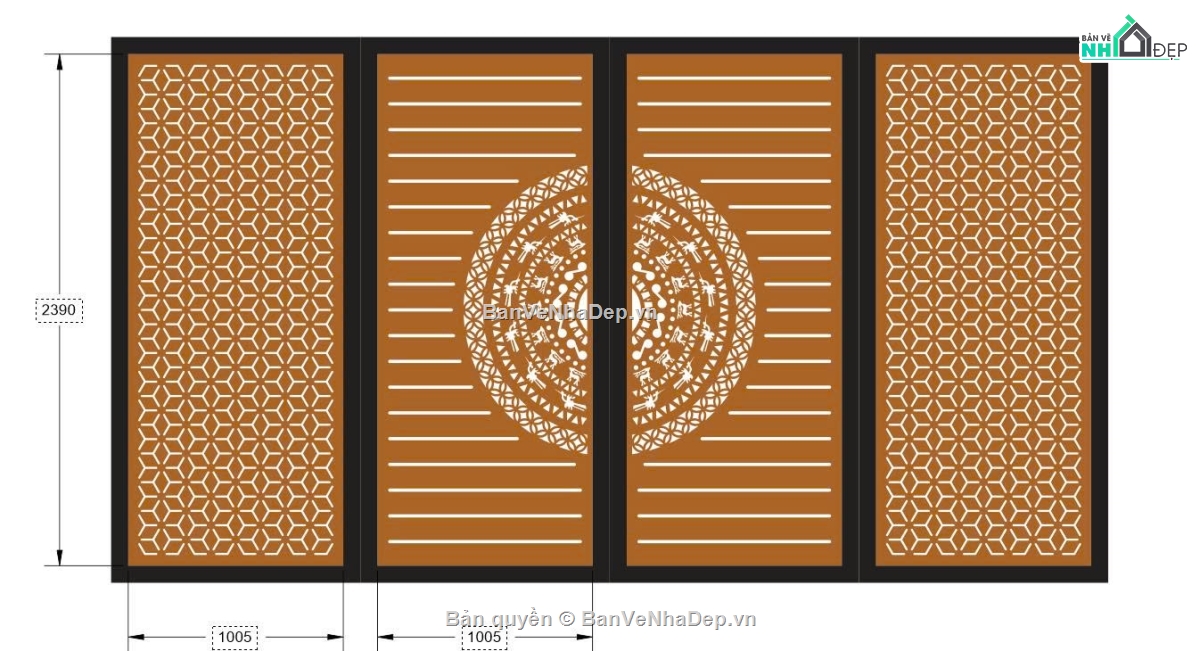 cổng trống đồng,file cổng 4 cánh,cổng cnc