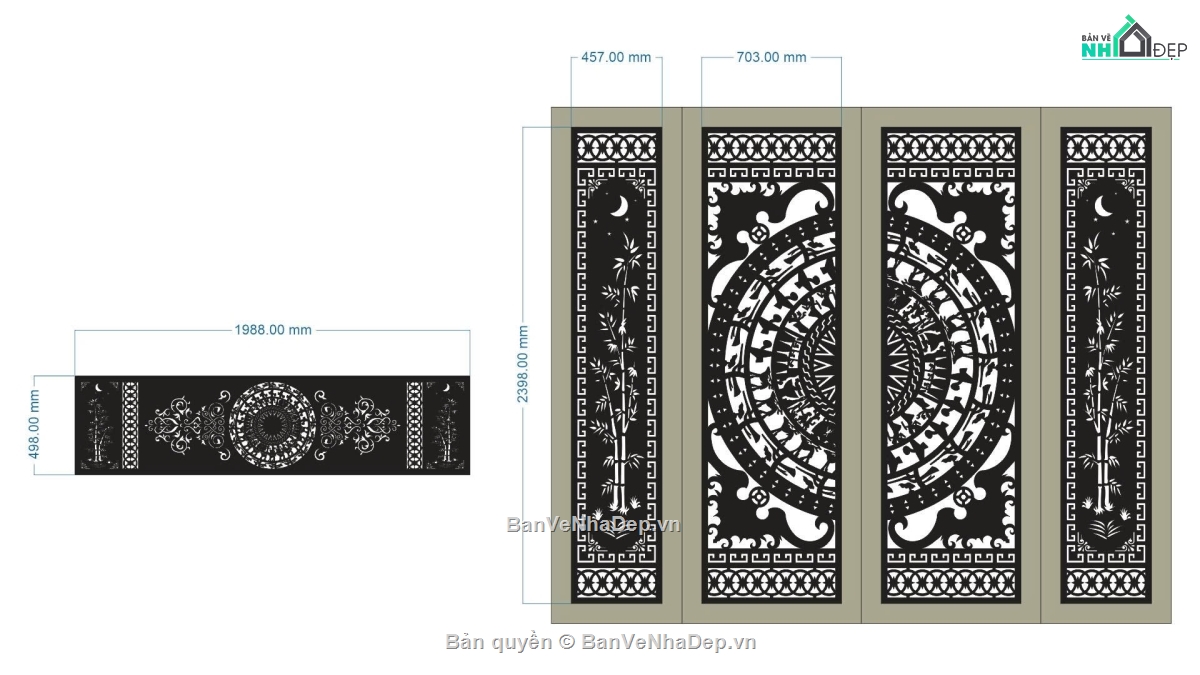 Mẫu cổng 4 cánh cnc,file cổng cnc,file cnc cổng,hàng rào file dxf