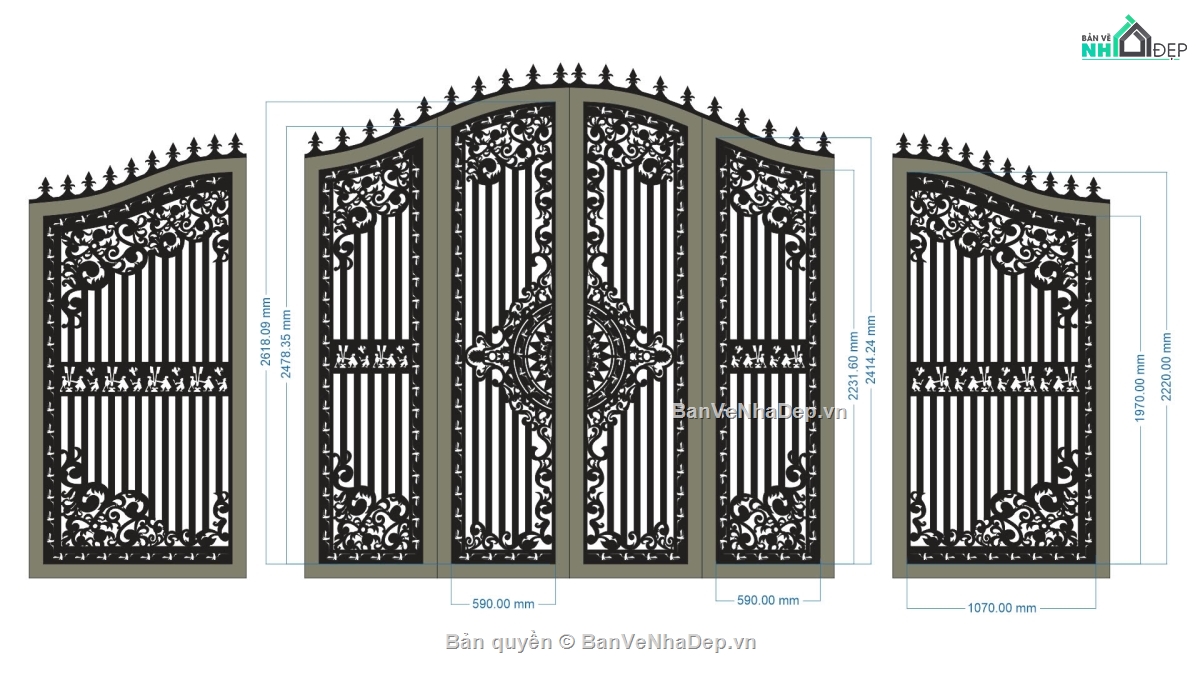 cổng đẹp 4 cánh,file cnc cổng 4 cánh,mẫu cổng 4 cánh,cổng 4 cánh và 1 cánh
