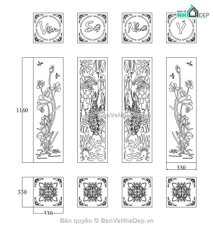 mẫu cnc cổng cá chép,mẫu cổng cá chép,mẫu cổng 4 cánh