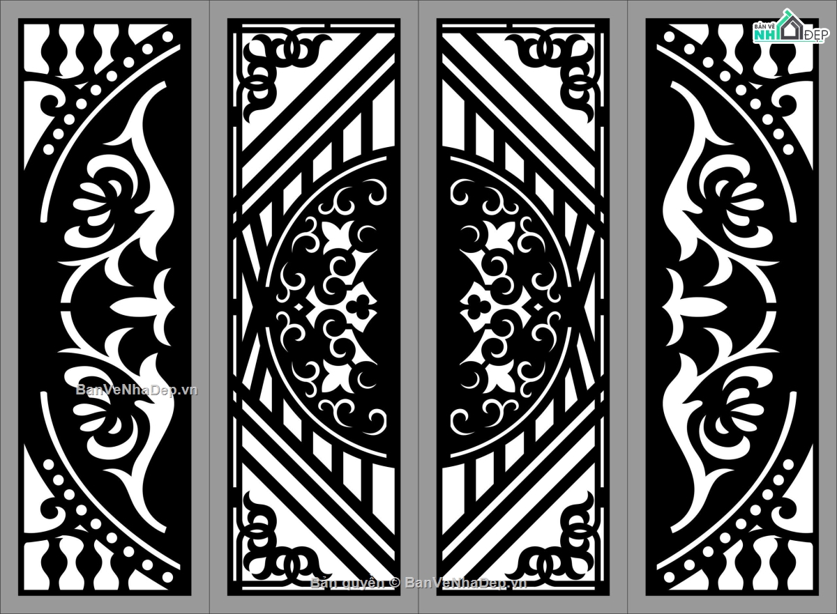 cánh cổng đẹp,cổng cnc đẹp,cad cổng 4 cánh cnc