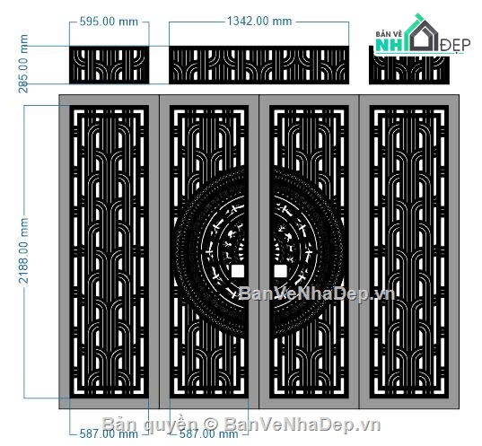 mẫu cnc ô thoáng cổng,cổng nan cong cnc,cổng nan đẹp