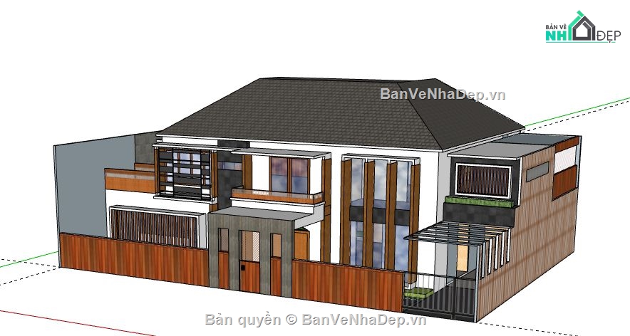 Biệt thự 2 tầng,model su biệt thự 2 tầng,biệt thự 2 tầng file su,sketchup biệt thự 2 tầng