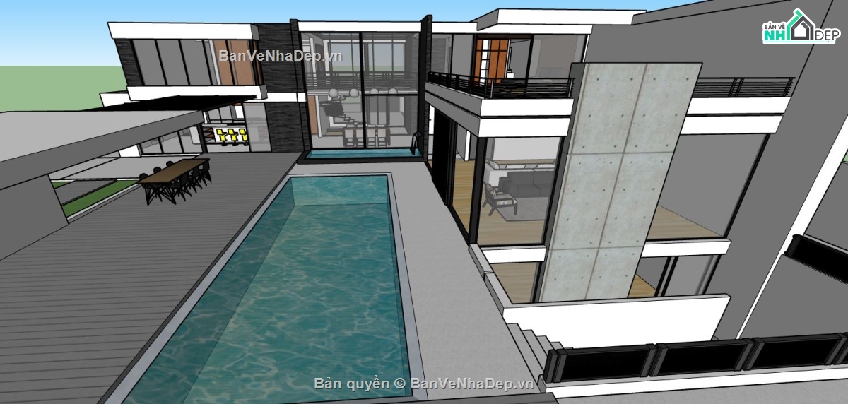 su biệt thự đẹp,sketchup biệt thự,model su biệt thự