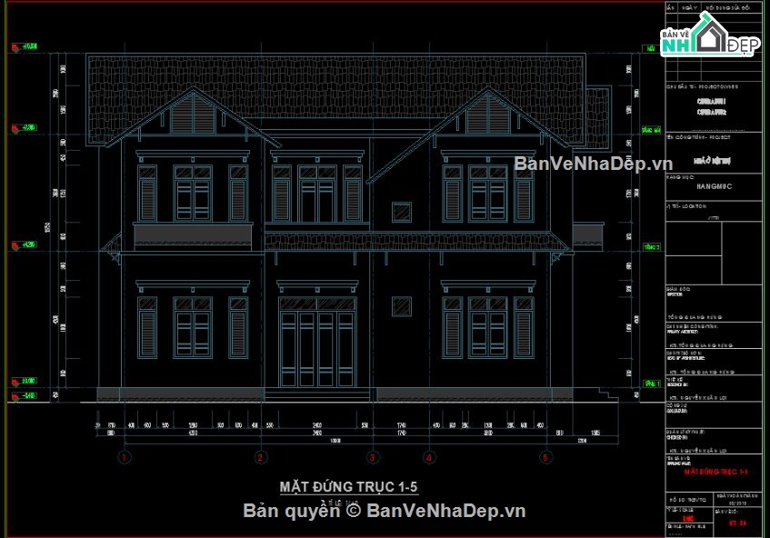 Biệt thự 2 tầng,file cad biệt thự 2 tầng,mẫu biệt thự 2 tầng
