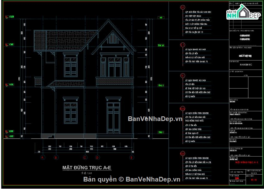 Biệt thự 2 tầng,file cad biệt thự 2 tầng,mẫu biệt thự 2 tầng