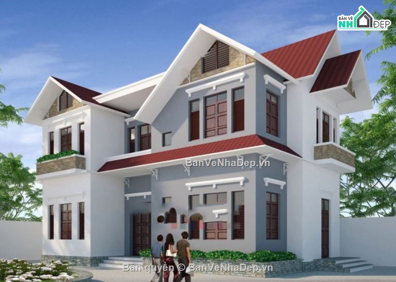 Biệt thự 2 tầng,file cad biệt thự 2 tầng,mẫu biệt thự 2 tầng