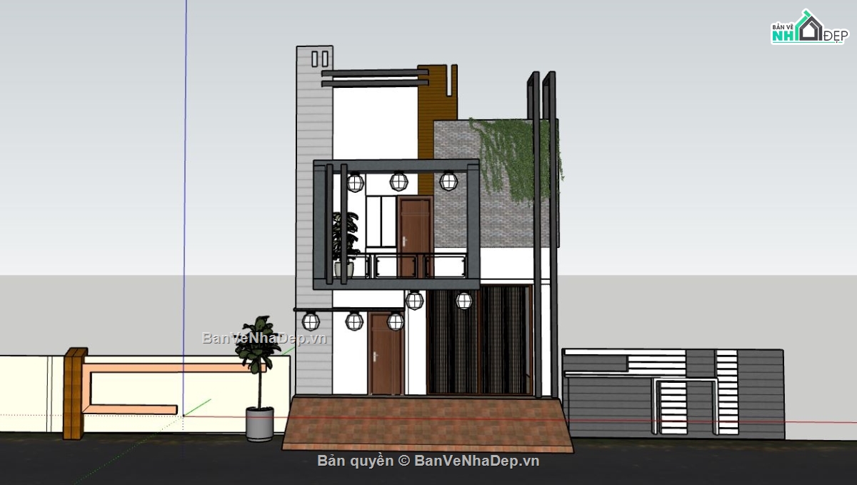 mẫu nhà 2 tầng,model su nhà 2 tầng,file sketchup nhà 2 tầng