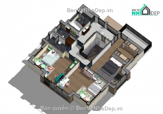 nhà phố 2 tầng,nhà 2 tầng,sketchup nhà 2 tầng
