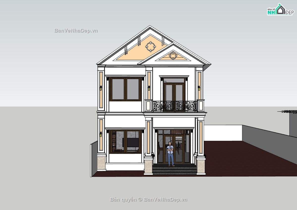 su nhà 2 tầng,nhà 2 tầng,sketchup nhà 2 tầng