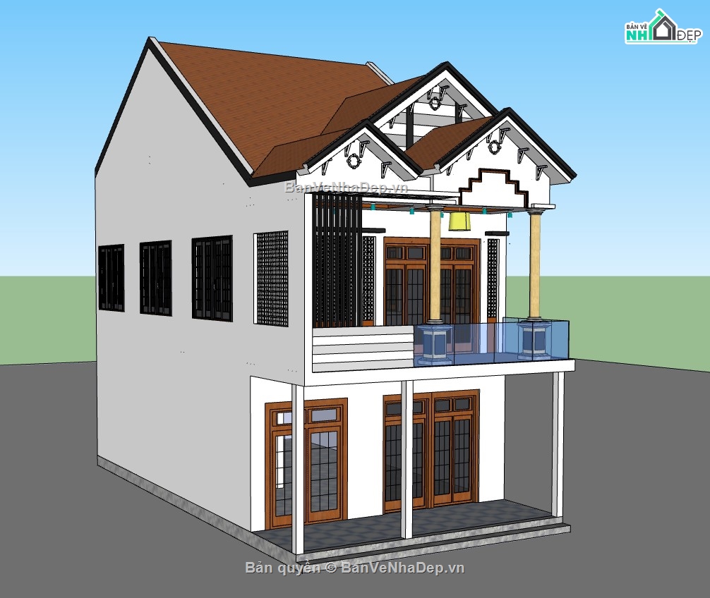 su nhà 2 tầng,model su nhà 2 tầng,sketchup nhà 2 tầng