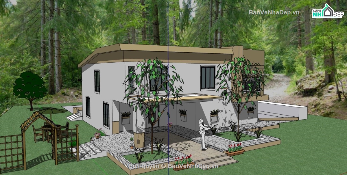 mẫu nhà 2 tầng đẹp,mẫu nhà 2 tầng,mẫu nhà 2 tầng sketchup