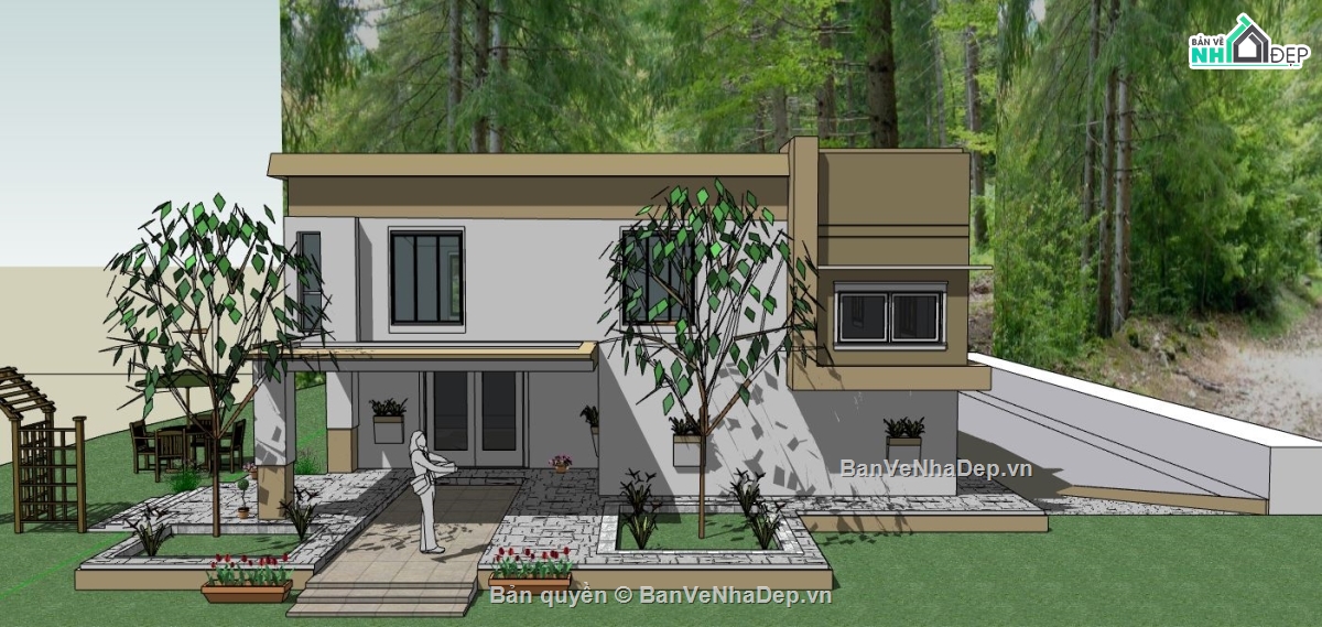 mẫu nhà 2 tầng đẹp,mẫu nhà 2 tầng,mẫu nhà 2 tầng sketchup
